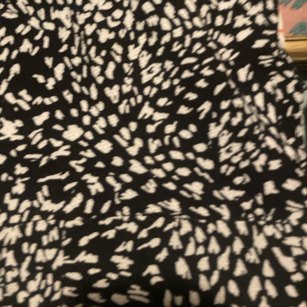 Free People Black and White Wrap Midi Dress with Puff Sleeves - Picture 6 of 8